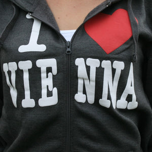 Kinder Sweatshirt mit Kapuze "I love Vienna"  Dunkelgrau