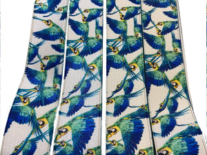 Hosenträger mit Papagei - ARA - KAKADU- (KUNSTSEIDE, weiß)