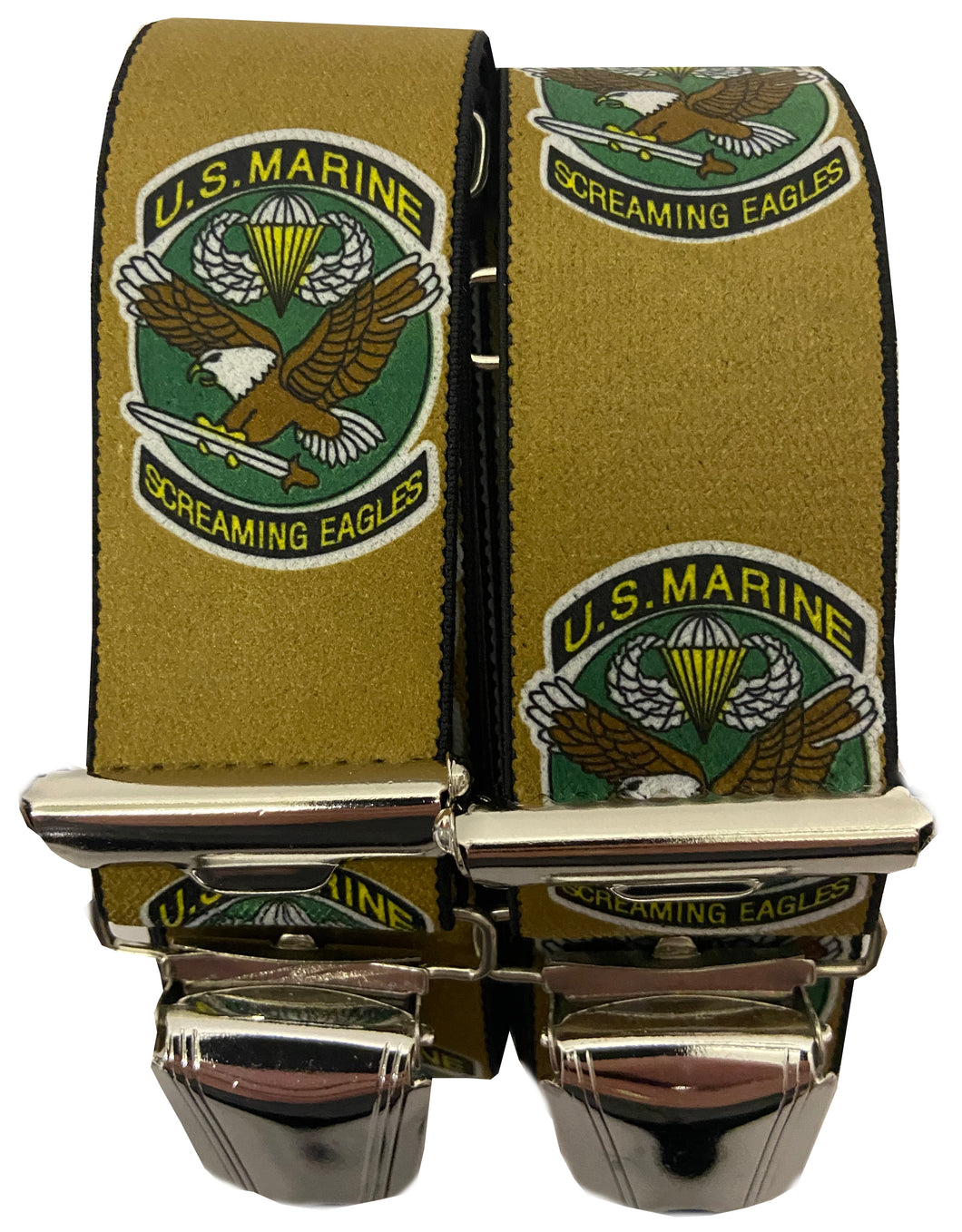 U.S. MARINE Hosenträger - Marines - Screaming Eagles - Adler (braun glatt)
