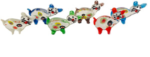 6 herzige Katzen - Glasfiguren - KRAFTTIERE - verschiedenfärbig - Größe 4,0 cm