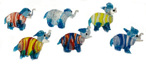 6 farbenfrohe ELEFANTEN aus GLAS - Glasfiguren - Der ELEFANT ein KRAFTTIER - verschiedenfärbige Tierfiguren - Größe 4,0 cm